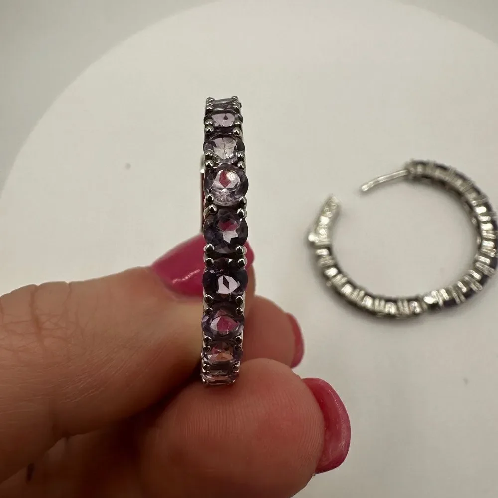 Sterling silver and amethyst‎ inside-out hoop earrings!